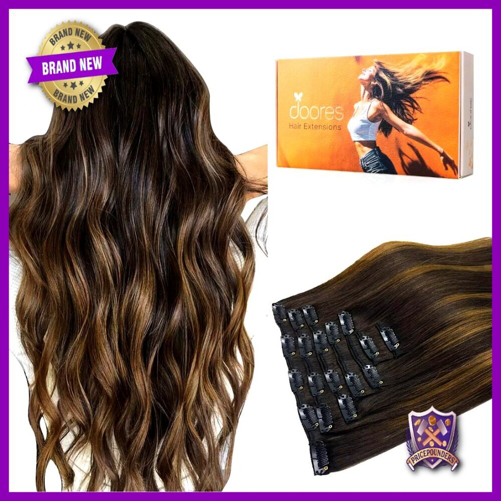 Human Hair Clip-In Extensions Silky Straight Remy Weft 7pcs 18 Inch